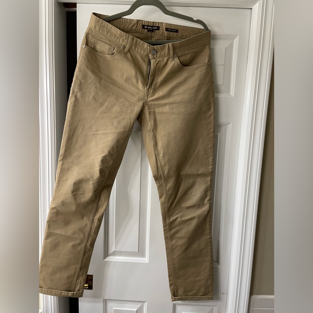 Michael Kors Parker Slim Fit Pant, Khaki, 32x32